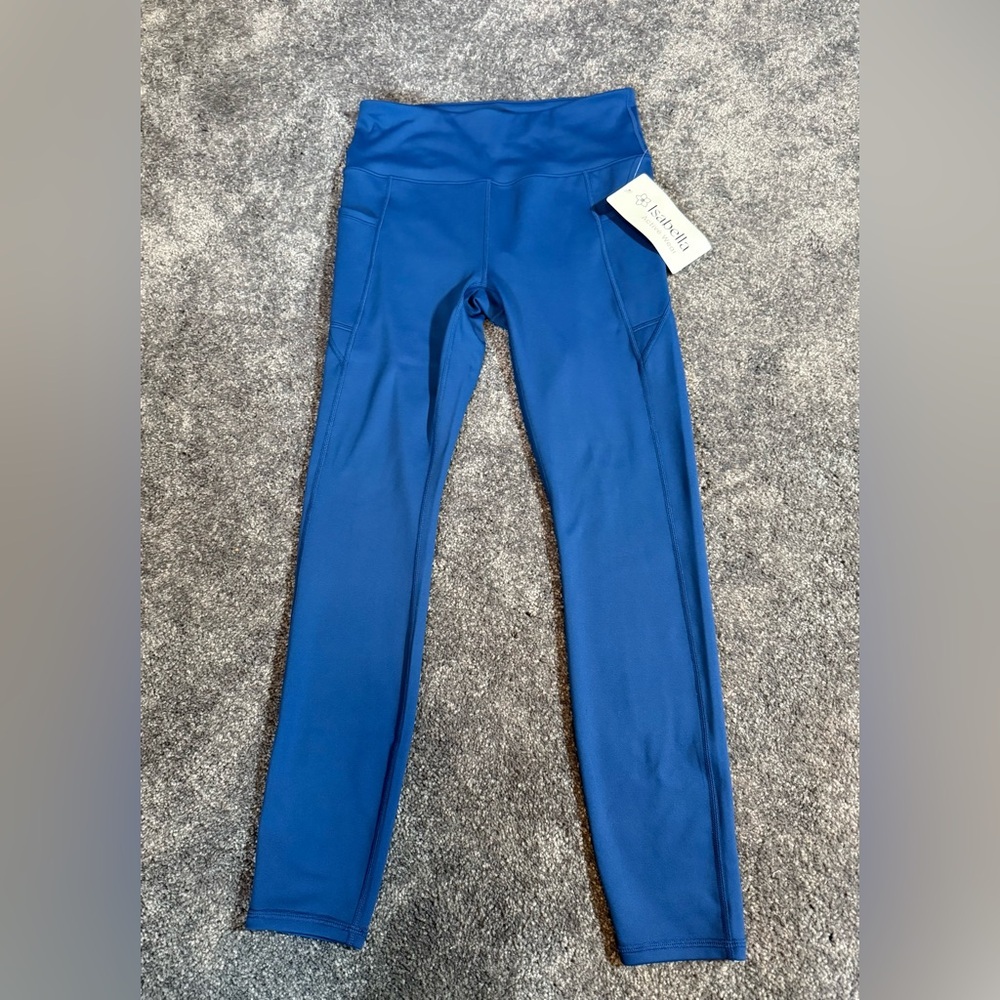 NWT Isabella‎ Blue Athletic Yoga Workout Seamed High Waist Leggings Women Small